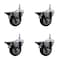 Service Caster 5 Inch Black Polyurethane 38 Inch Threaded Stem Caster Set with Brake SCC-TS20S514-PPUB-BLK-PLB-381615-4 - alternate 1